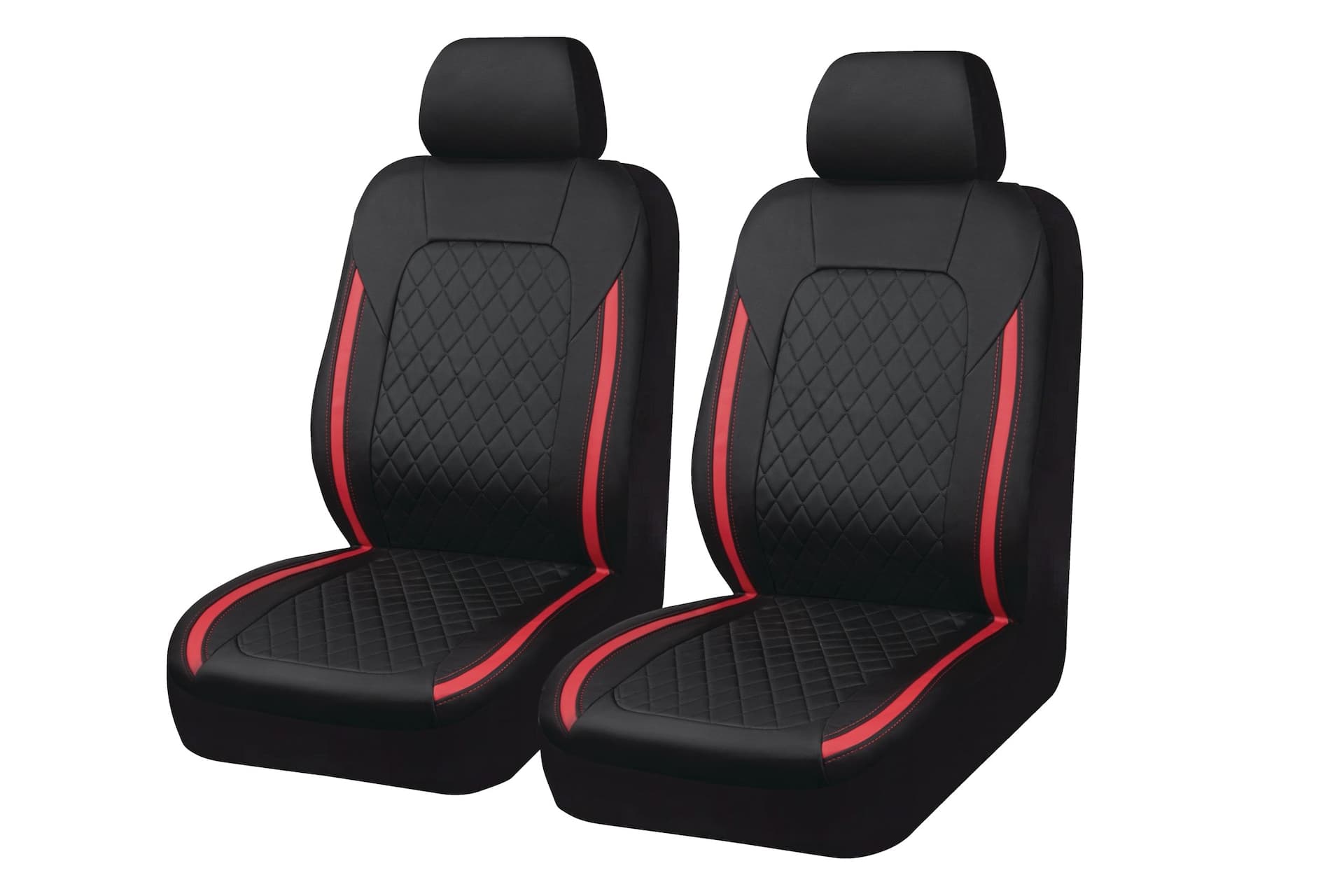 AutoTrends Quilted Premium Seat Cover, Black/Red, 2-pk