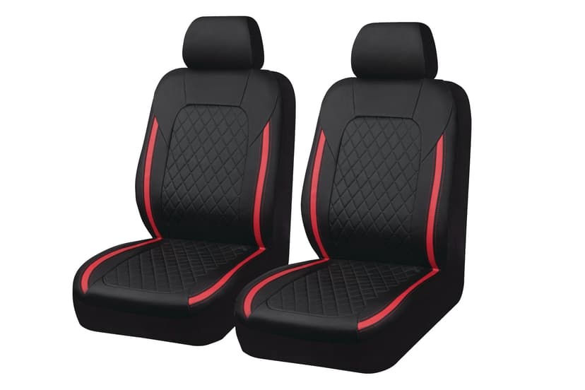 AutoTrends Quilted Premium Seat Cover, Black/Red, 2-pk