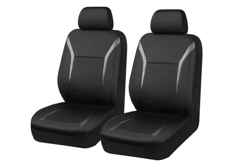 AutoTrends Sporty Carbon Seat Cover, Black, 2-pk
