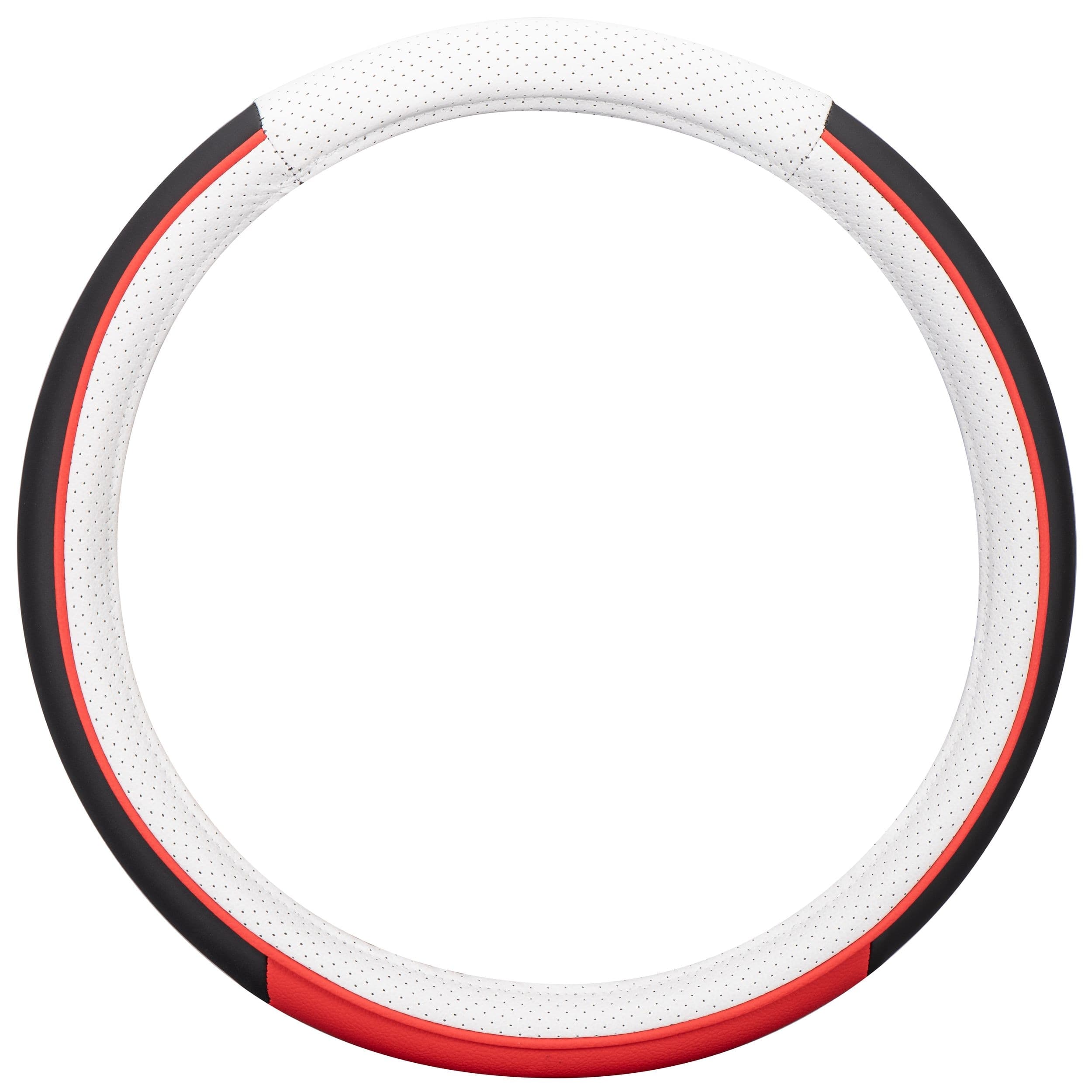 AutoTrends Faux Leather Sport Steering Wheel Cover, Red & White