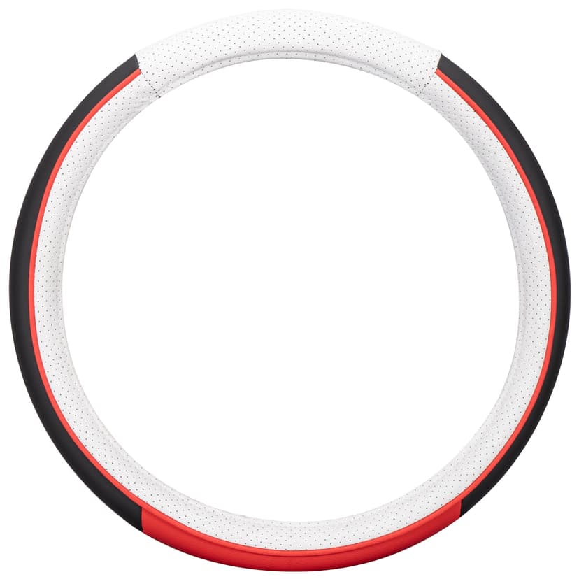 AutoTrends Faux Leather Sport Steering Wheel Cover, Red & White