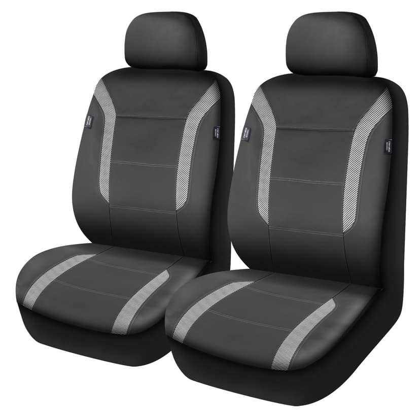AutoTrends Black/White Carbon Seat Covers, 2-Pk
