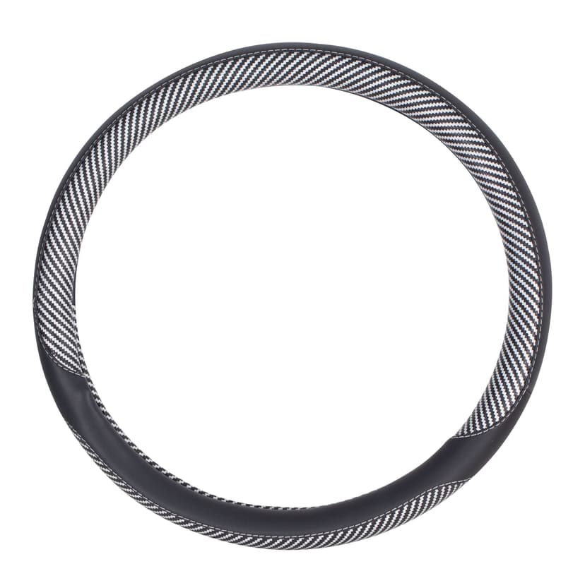 AutoTrends Black & White Carbon Steering Wheel Cover, Universal