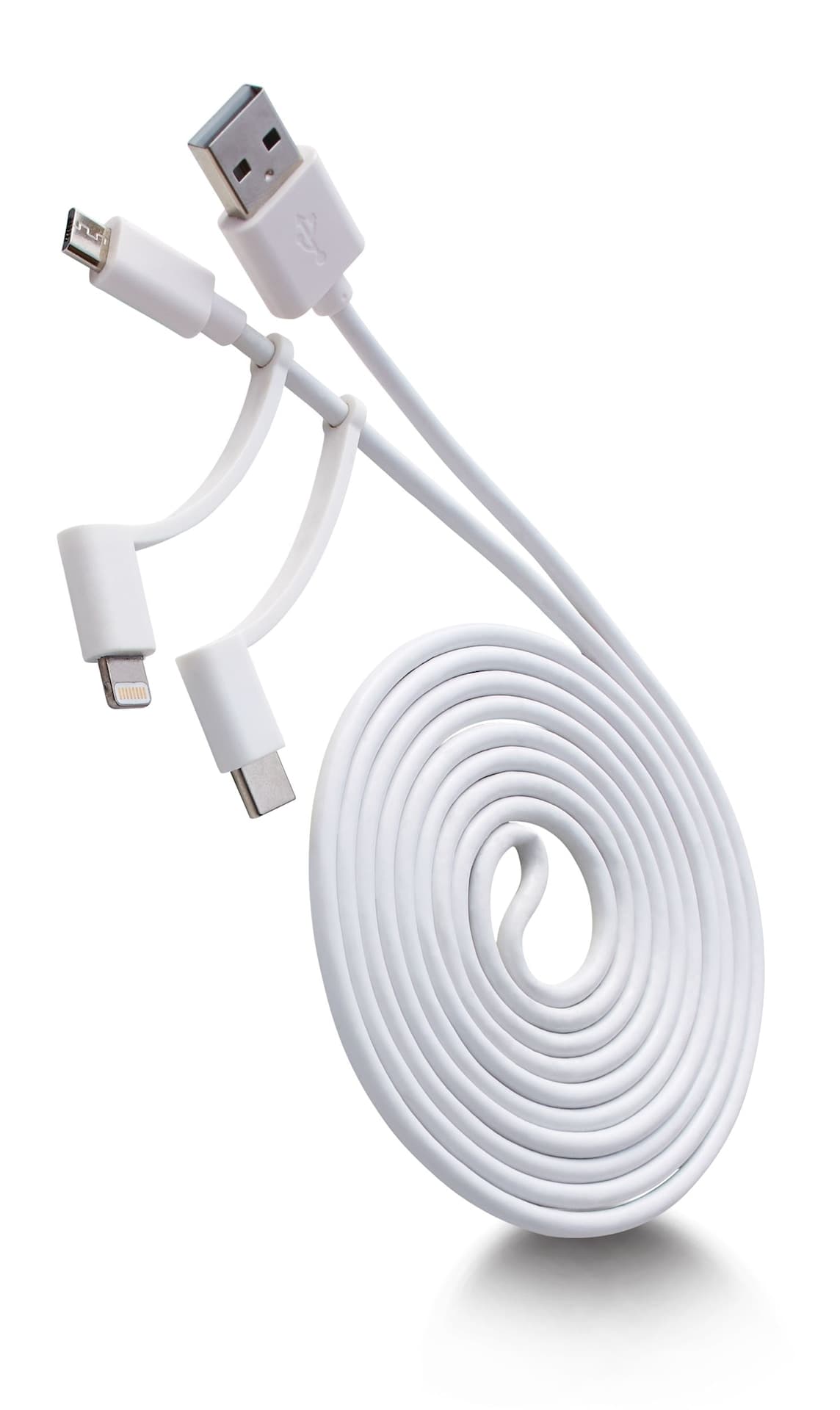 Bluehive 3-in-1 Charger and Sync Cable for Micro USB/Lightning/USB C adapters, 6-ft