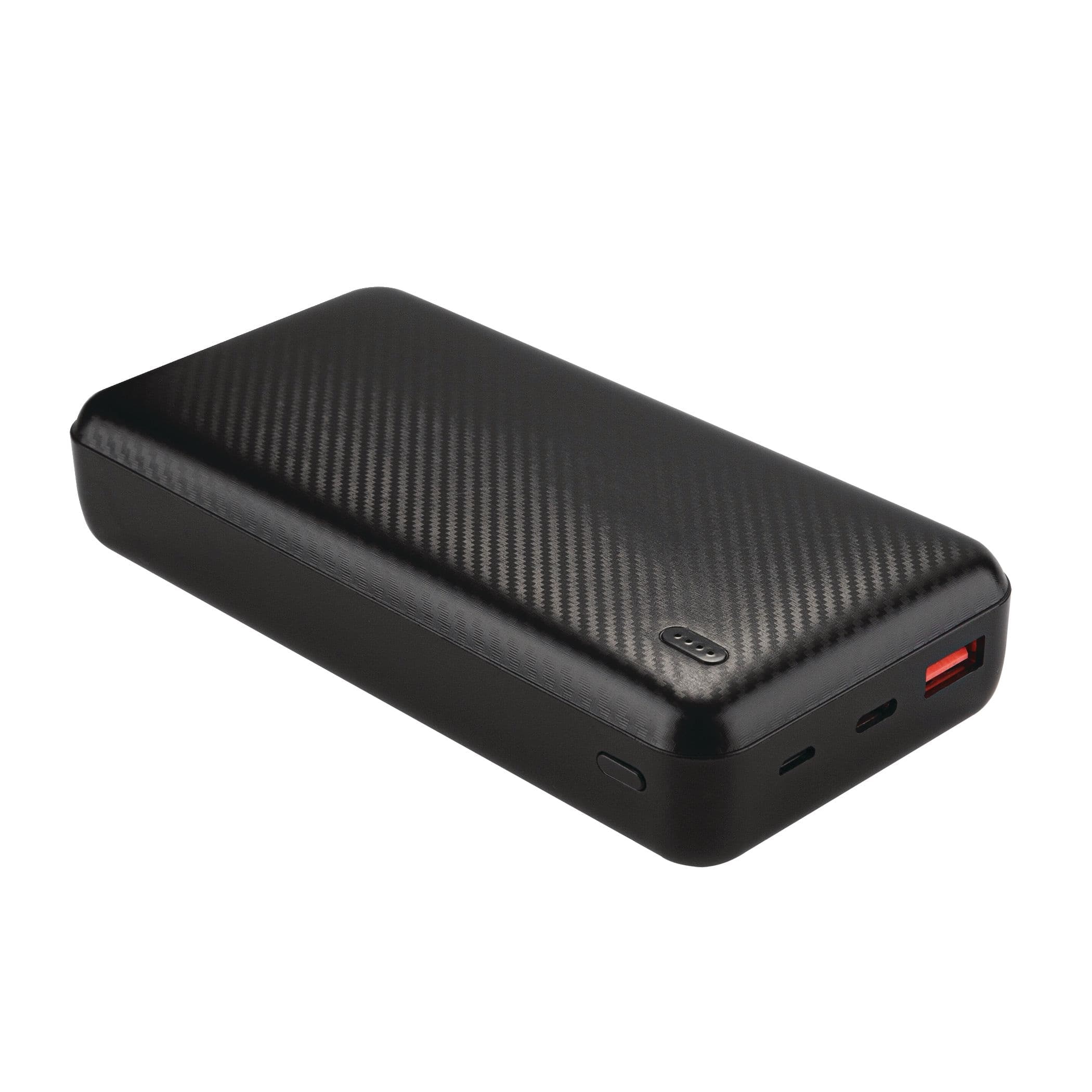 Bluehive Carbon 20,000 mAh PD Fiber Portable Power Bank with 3 LED Indicator & Multiple USB Ports, Black