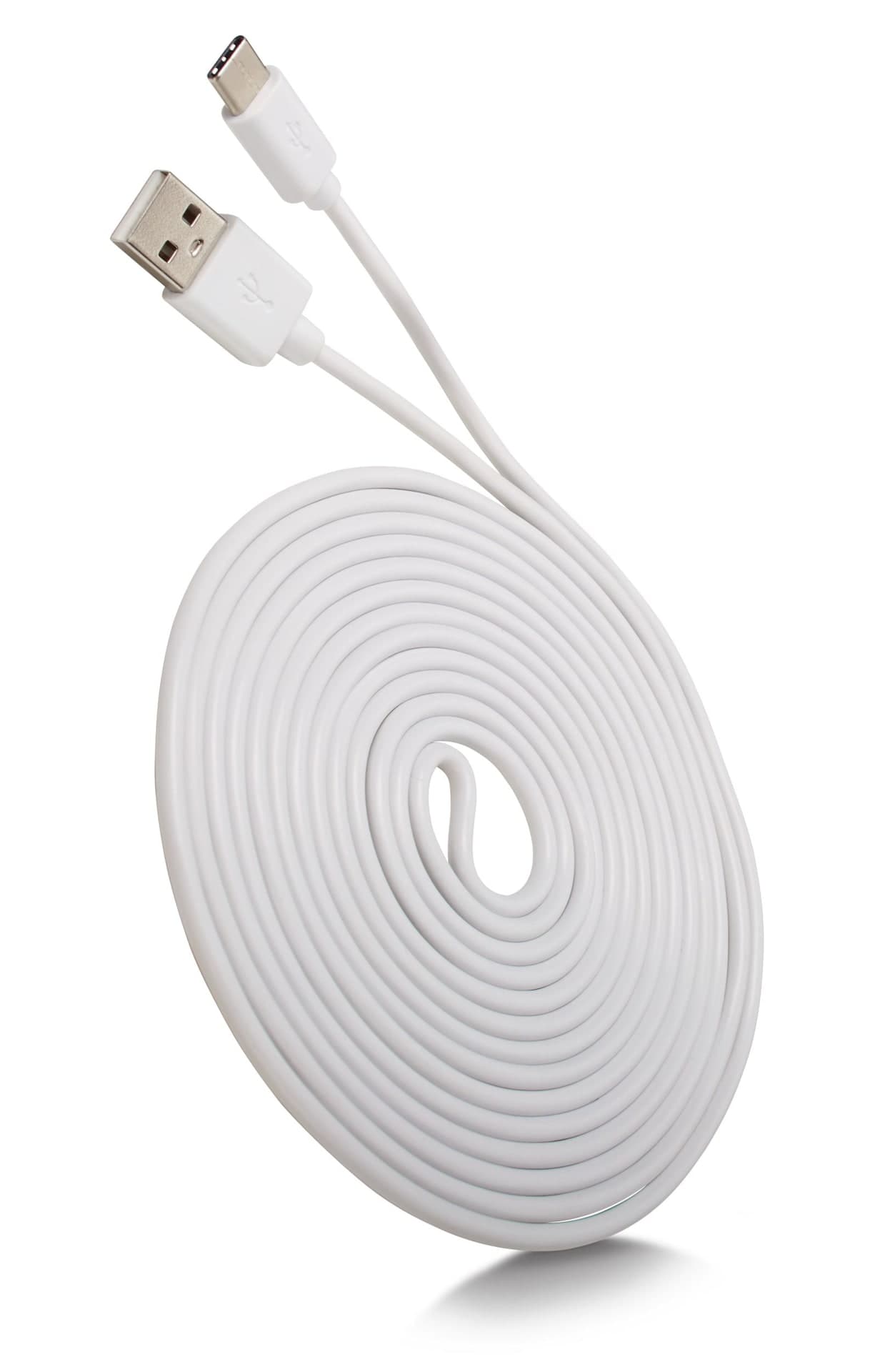 Bluehive Type-C USB Charger & Sync Cable, PVC, Compatible with Select Apple & Android, White, 10-ft