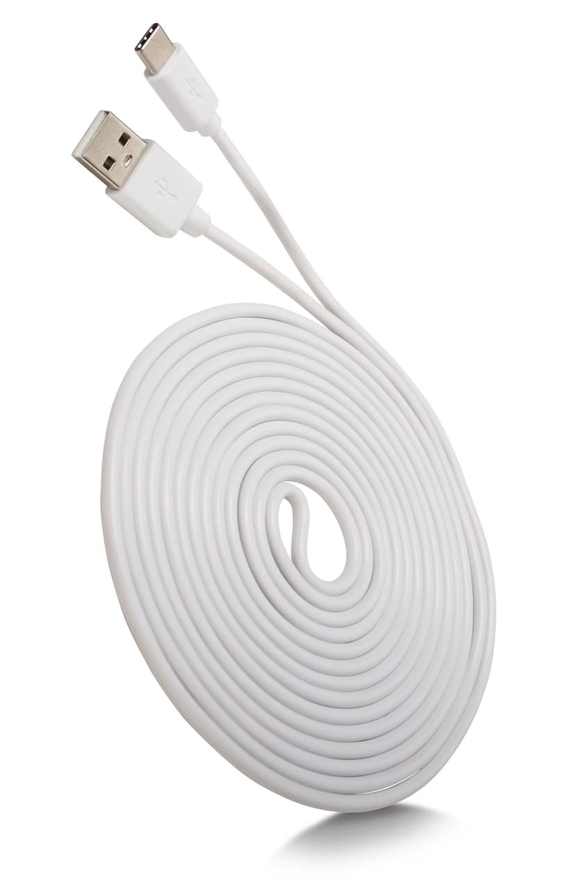 Bluehive Type-C USB Charger & Sync Cable, PVC, Compatible with Select Apple & Android, White, 10-ft