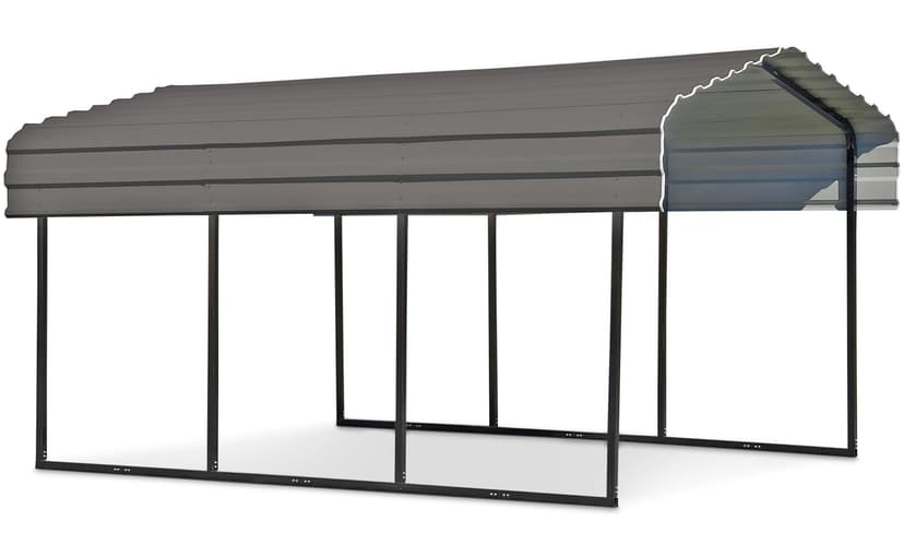 Arrow Carport Hard Top Galvanized Steel Shelter for Car/SUV, Weather Resistant, 10x15x8-ft