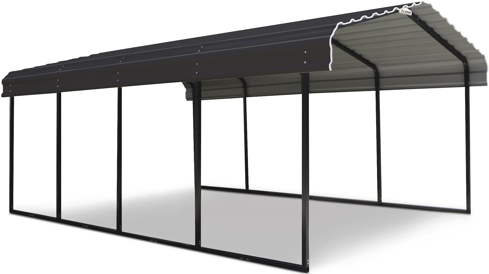 Arrow Carport Hard Top Galvanized Steel Shelter for Car/SUV, Weather Resistant, 12x20x7-ft