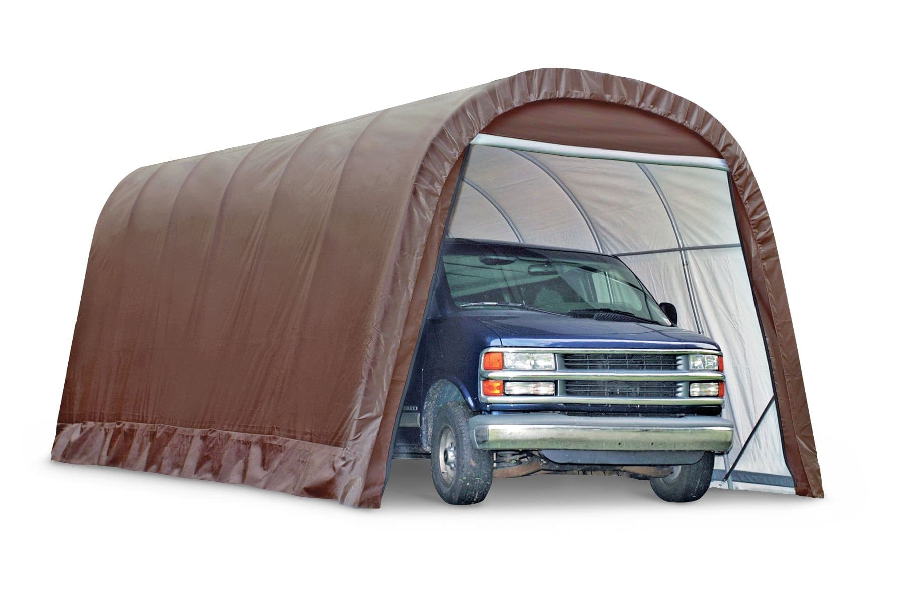 ShelterLogic Heavy Duty Waterproof Round Style Auto Shelter with UV Protection, 12x24x10-ft