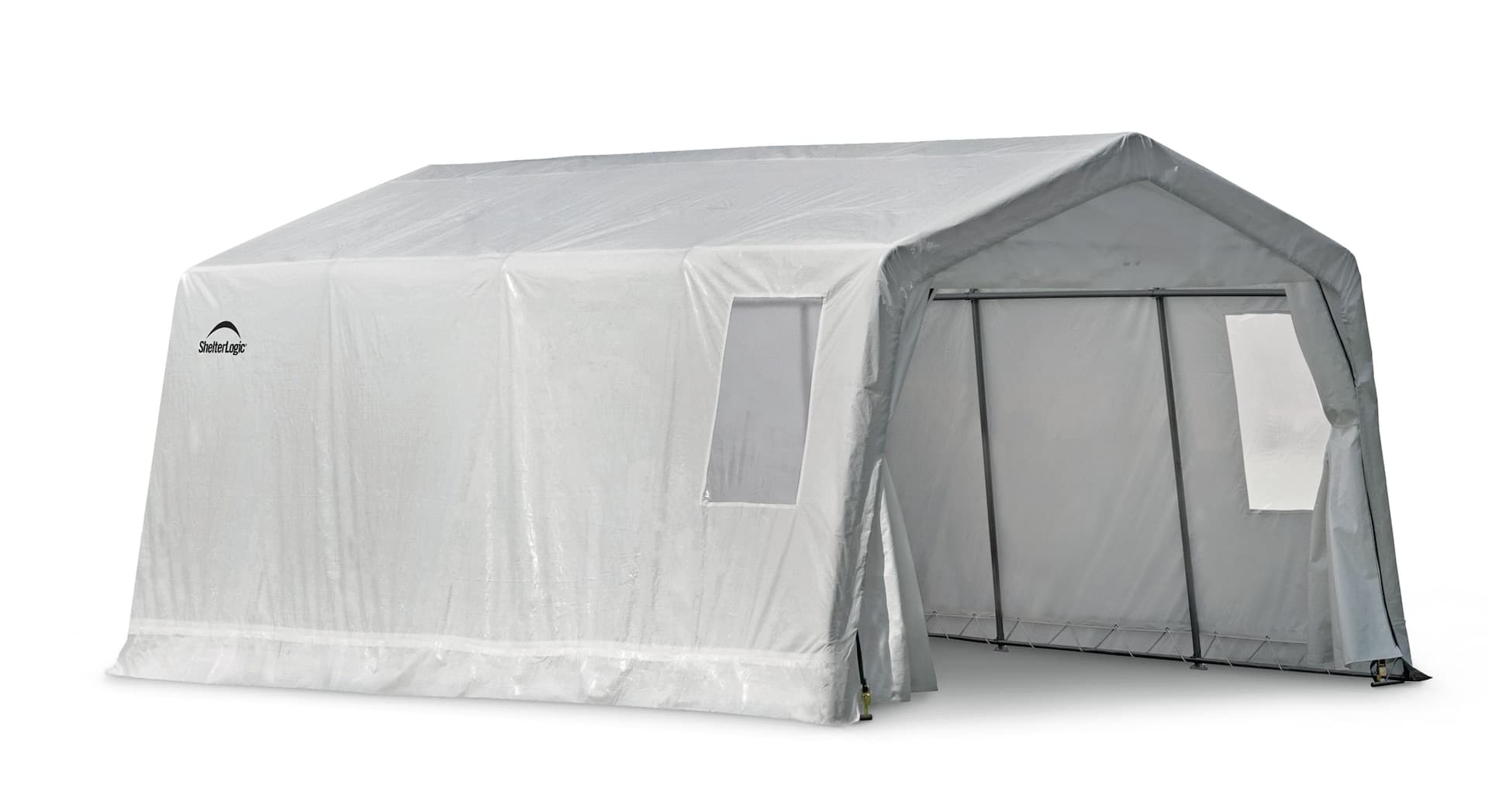 ShelterLogic Clearview Water Resistant Peak Style Auto Shelter w/EZ Glide Door, 11 x 16 x 8-ft