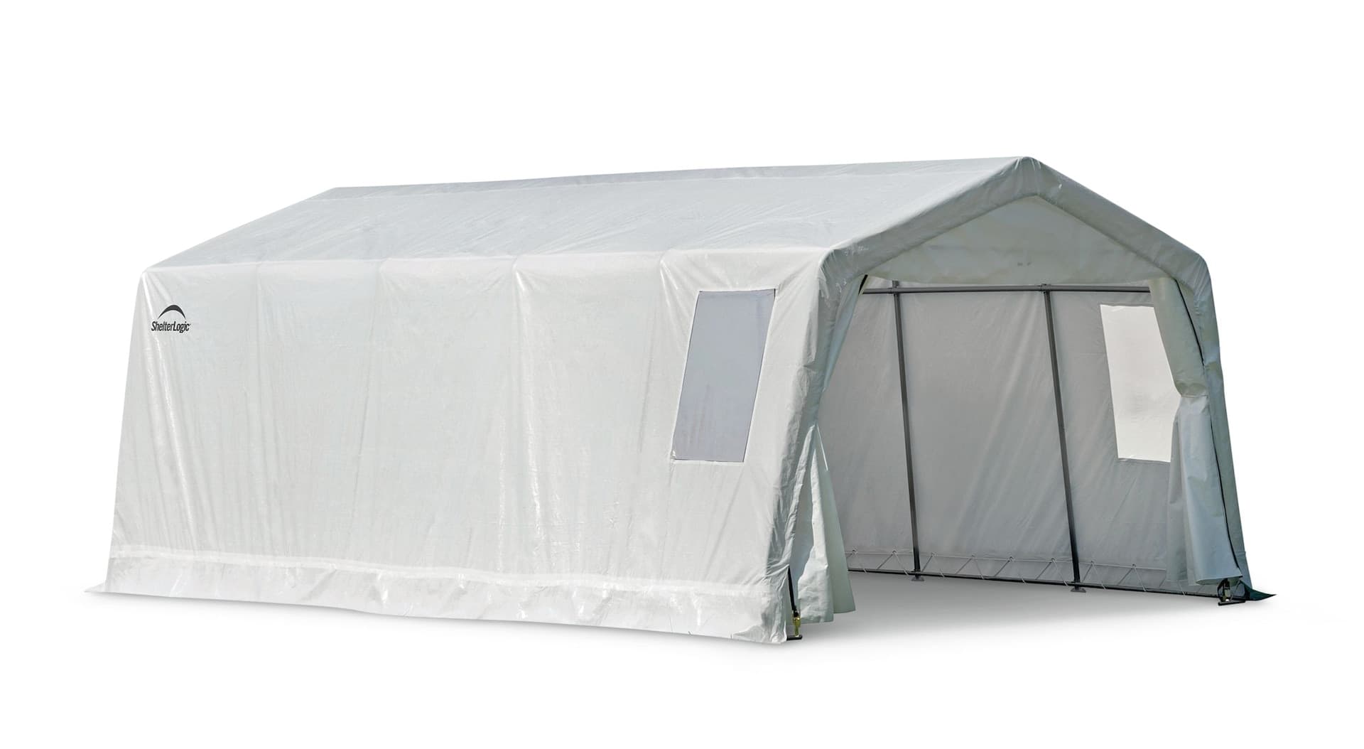 ShelterLogic Clearview Water Resistant Peak Style Auto Shelter with EZ Glide Door, 11x20x8-ft