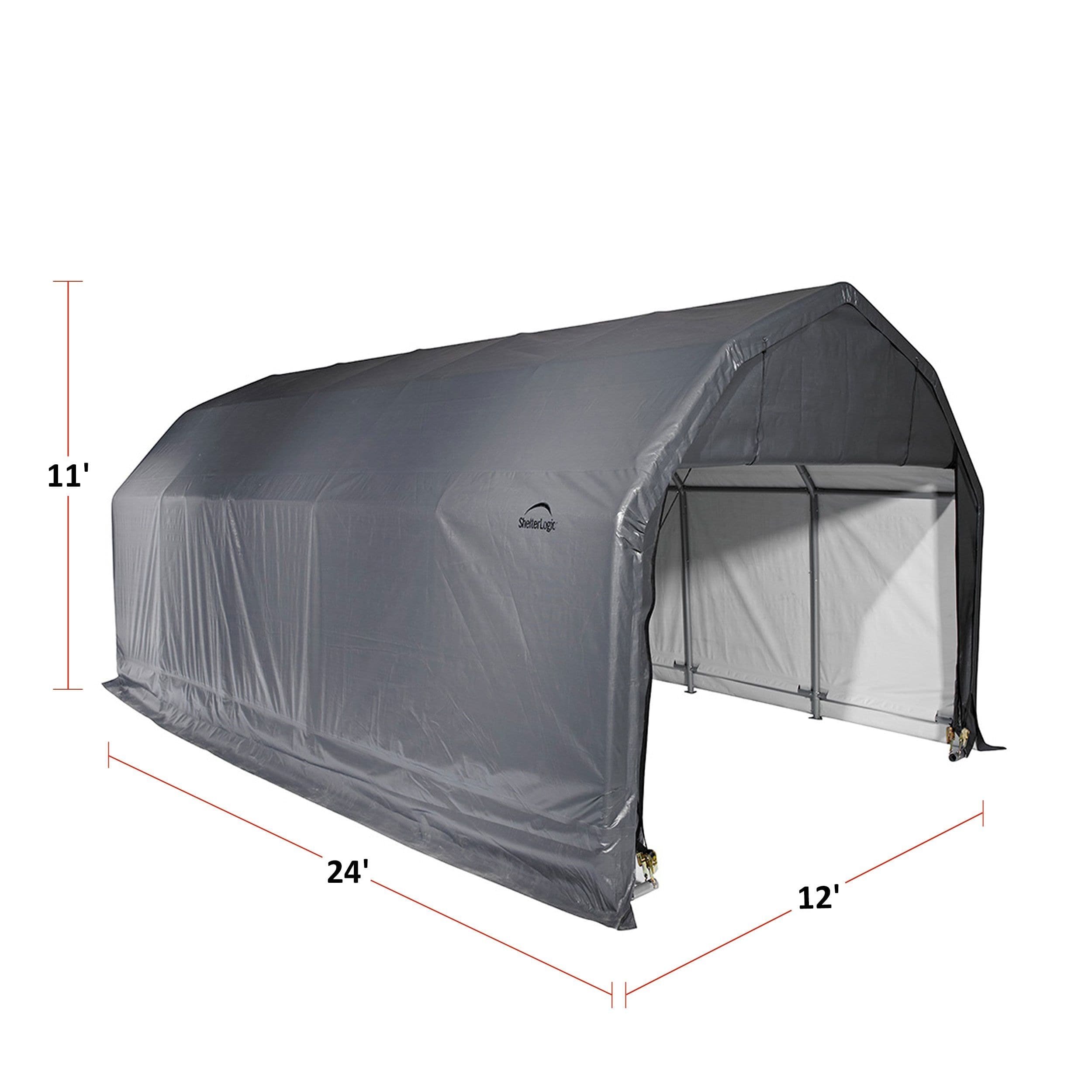 ShelterLogic ShelterCoat™ Water Resistant Barn Portable Garage Shelter w/ UV Protection, 12 x 24 x 11-ft