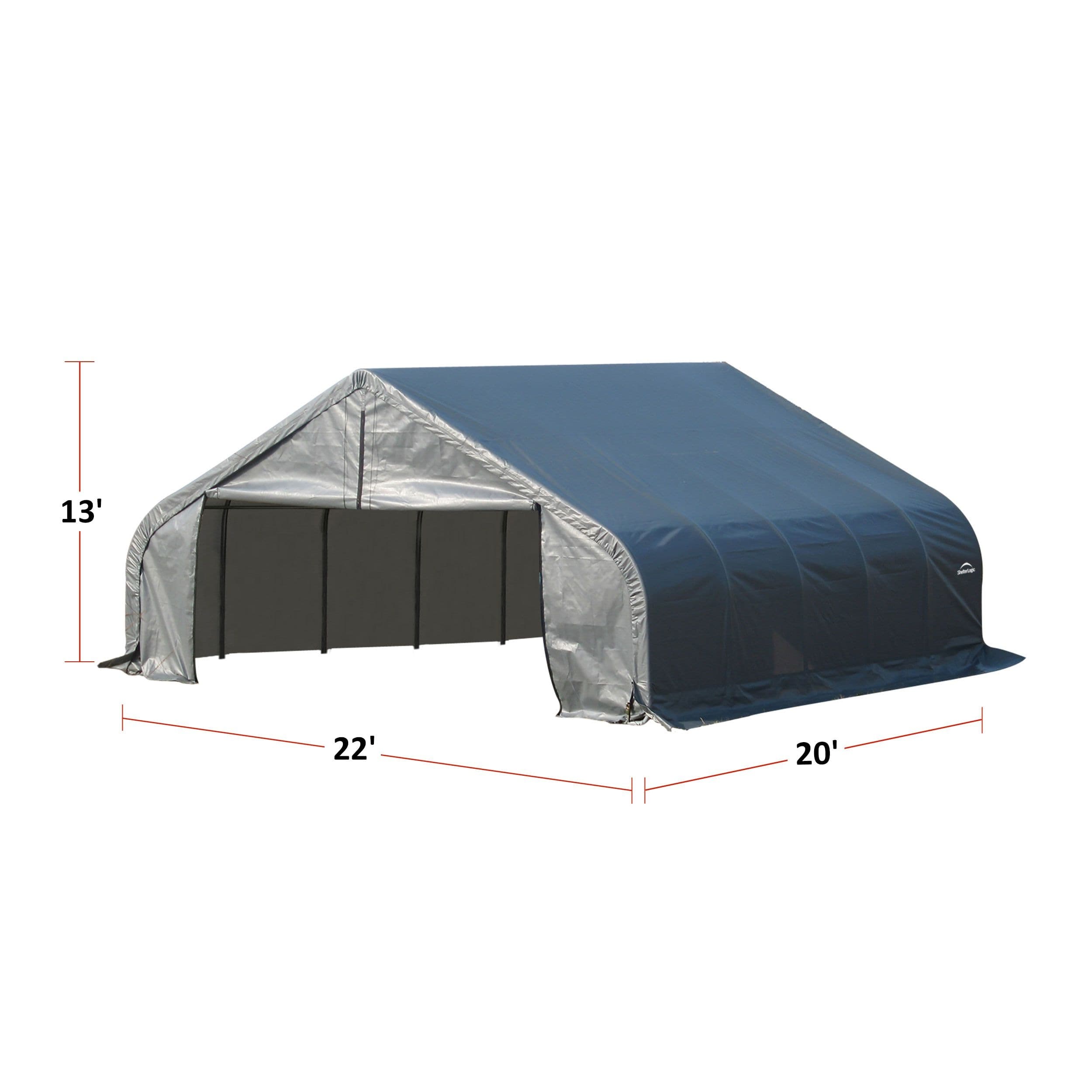 ShelterLogic ShelterCoat™ Peak Style Shelter, Grey, 22x20x13-ft
