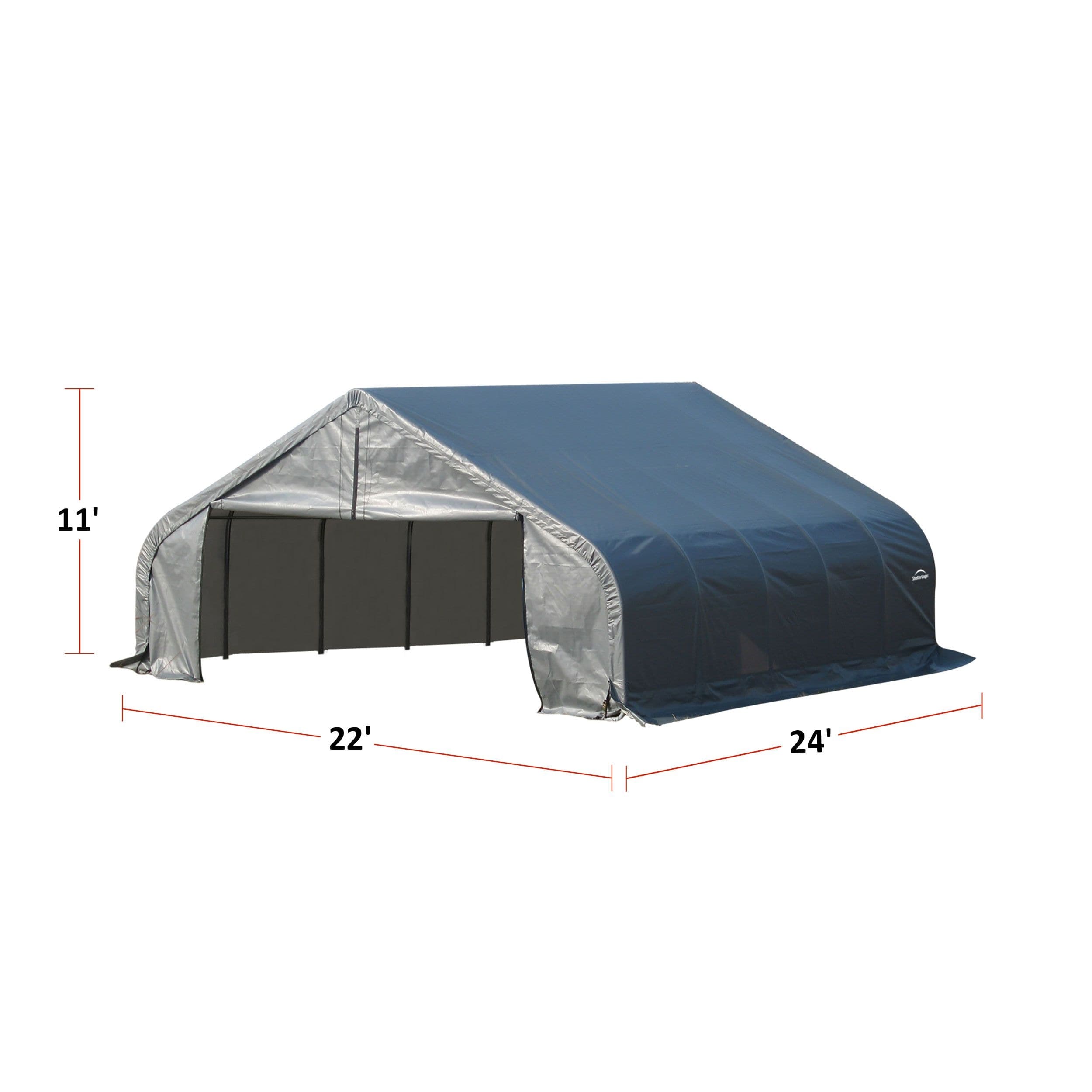 ShelterLogic ShelterCoat™ Peak Style Shelter, Grey, 22-ft x 24-ft x 11-ft