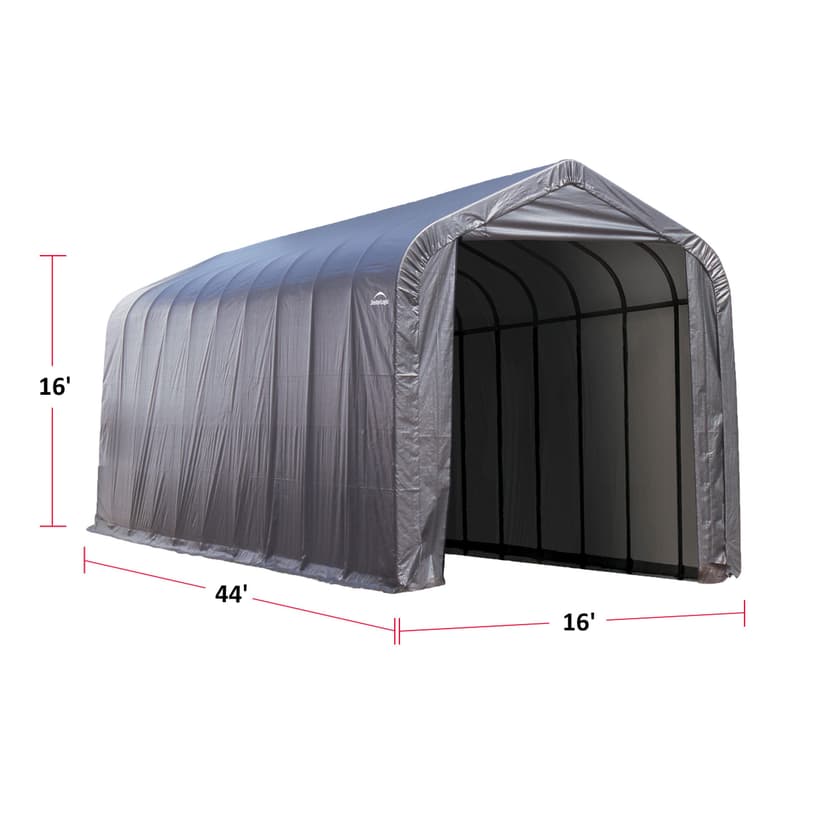 ShelterLogic ShelterCoat™ Peak Style Auto Shelter, Grey, 16x44x16-ft