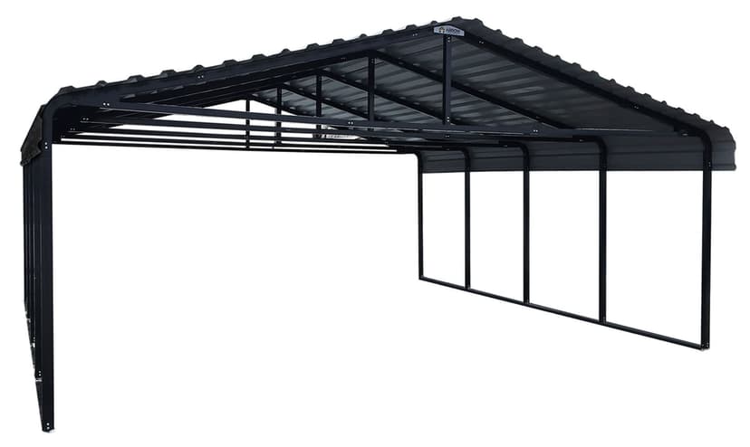 Arrow Carport Auto Shelter, Charcoal, 20x20x7-ft