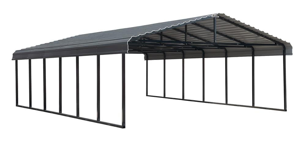 Arrow Carport, Charcoal, 20-ft x 29-ft x 7-ft