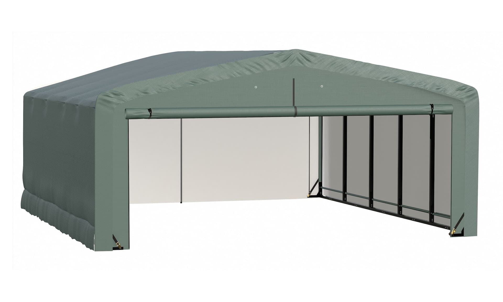 ShelterLogic ShelterTube Wind and Snow-Load Rated Garage Auto Shelter, Green, 14.5-oz Cover, 20x23x10-ft