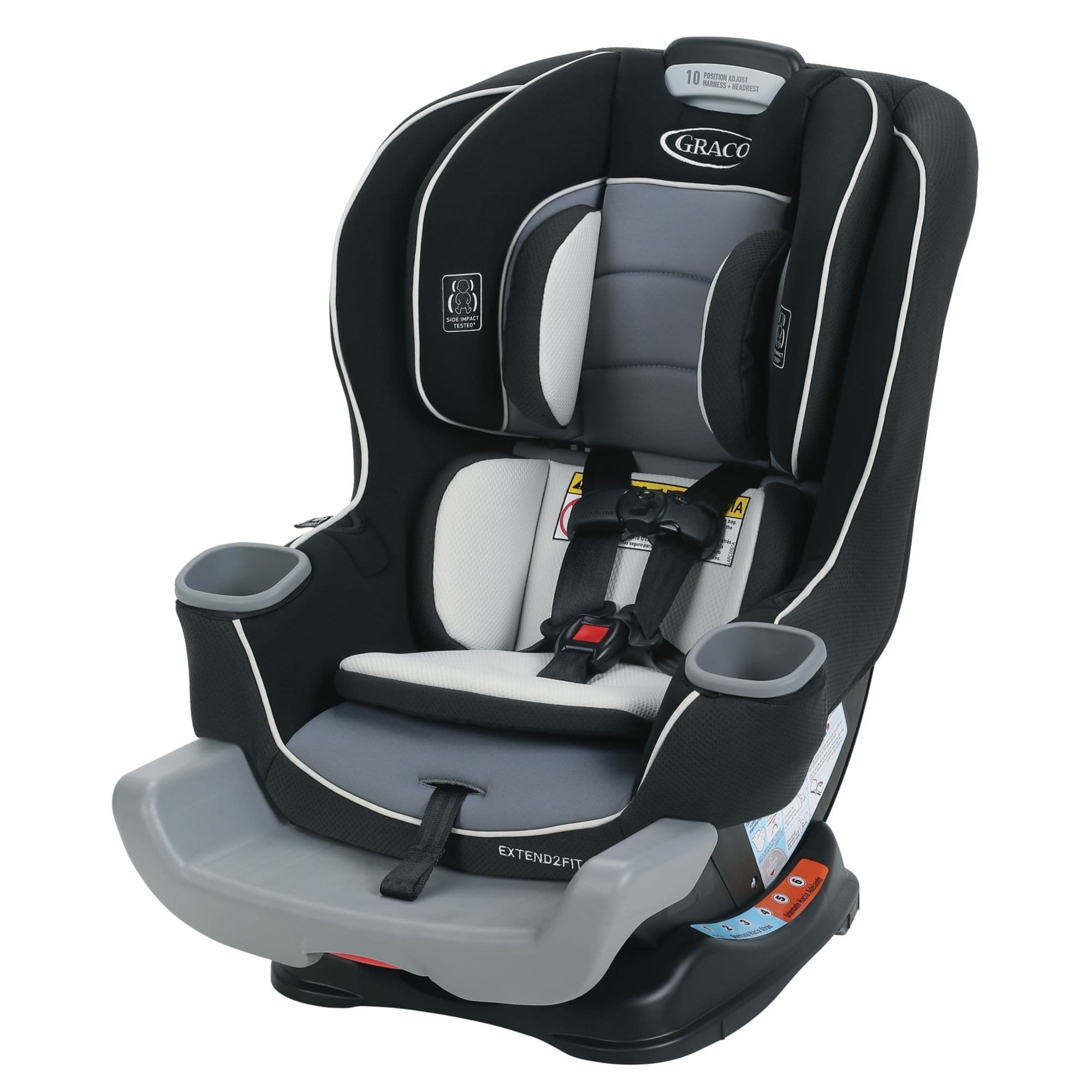 Graco Extend2Fit Convertible Car Seat – Safely Grows with Child from Rear-Facing to Forward-Facing, 1.8-30 kg (4-65 lb), Gotham