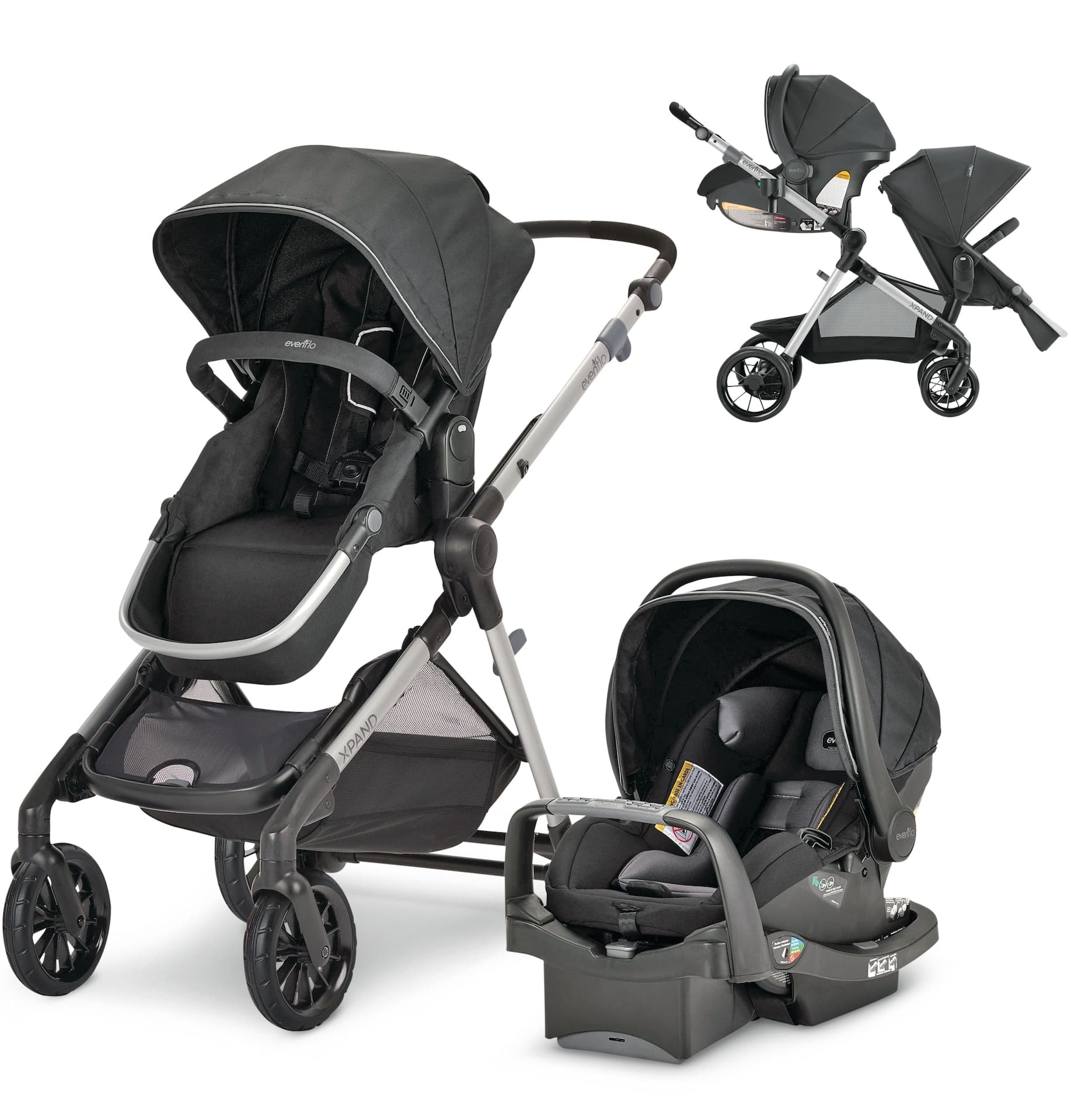Evenflo Pivot Xpand Modular Compact Fold Travel System w/ Stroller & Car Seat