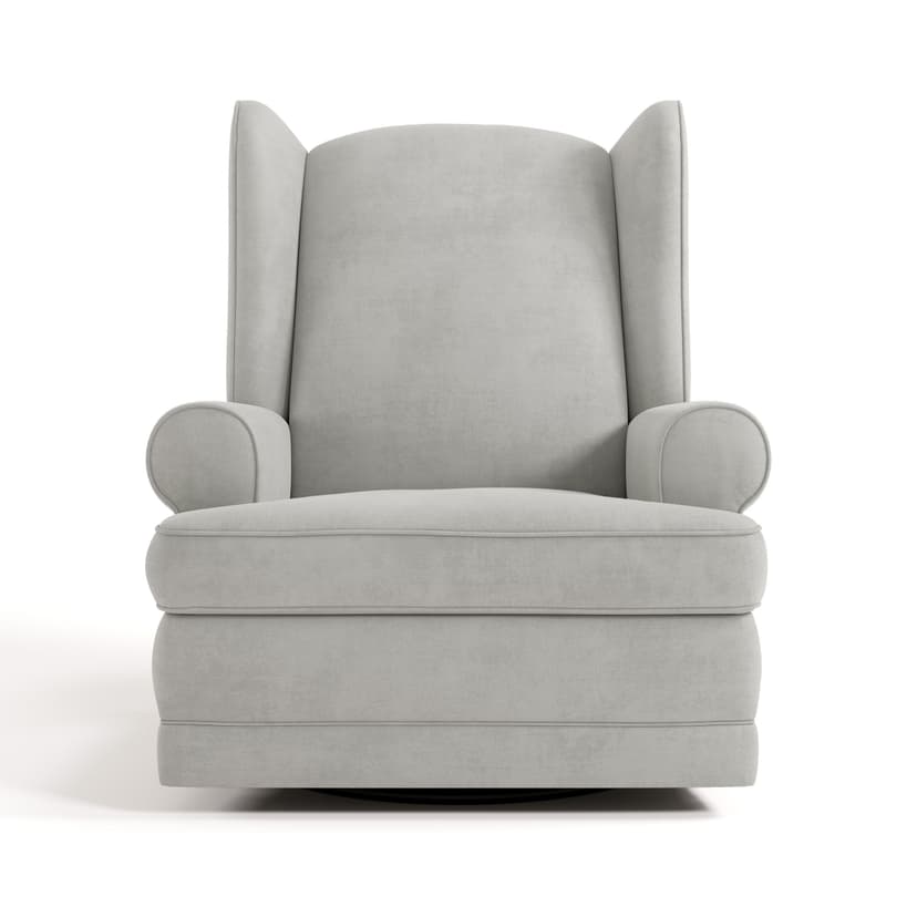 Storkcraft Serenity Wingback Upholstered Steel Recliner Glider with 2 USB Ports