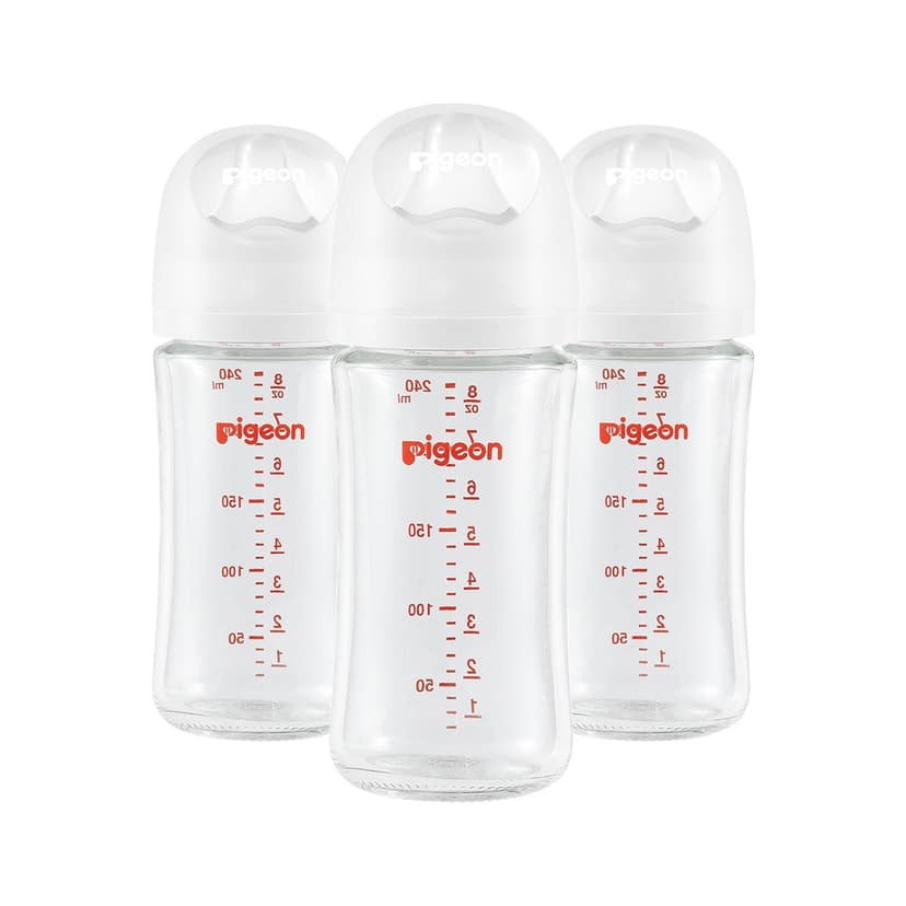 Pigeon Glass Bottle with Silicone Nipple (M), 8-oz, 3 Months+, 3-pk