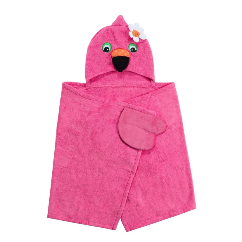 ZOOCCHINI Kids Terry Hooded Bath Towel - Franny the Flamingo