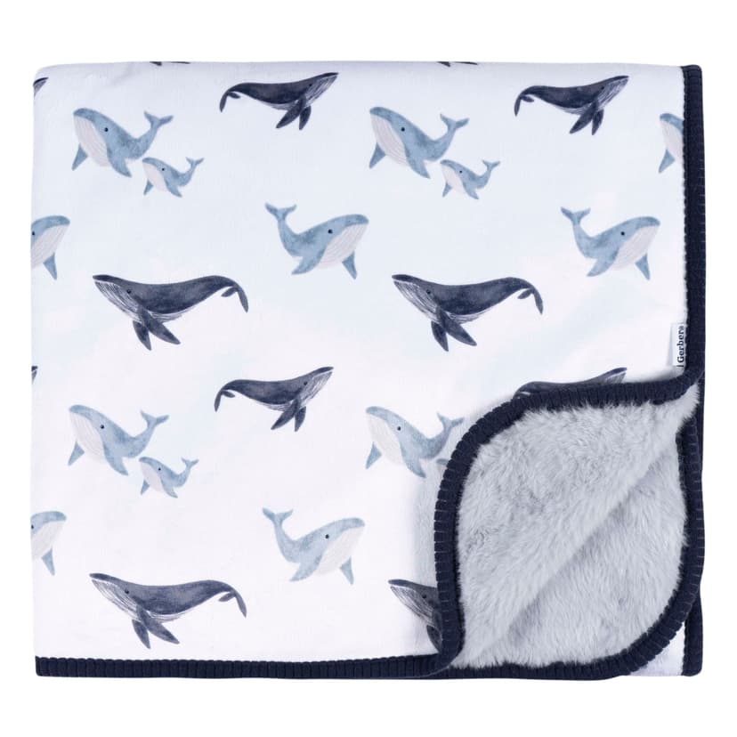 Gerber Childrenwear 2-Ply Coastal Calm Ultra-Soft Plush Blanket for Babies