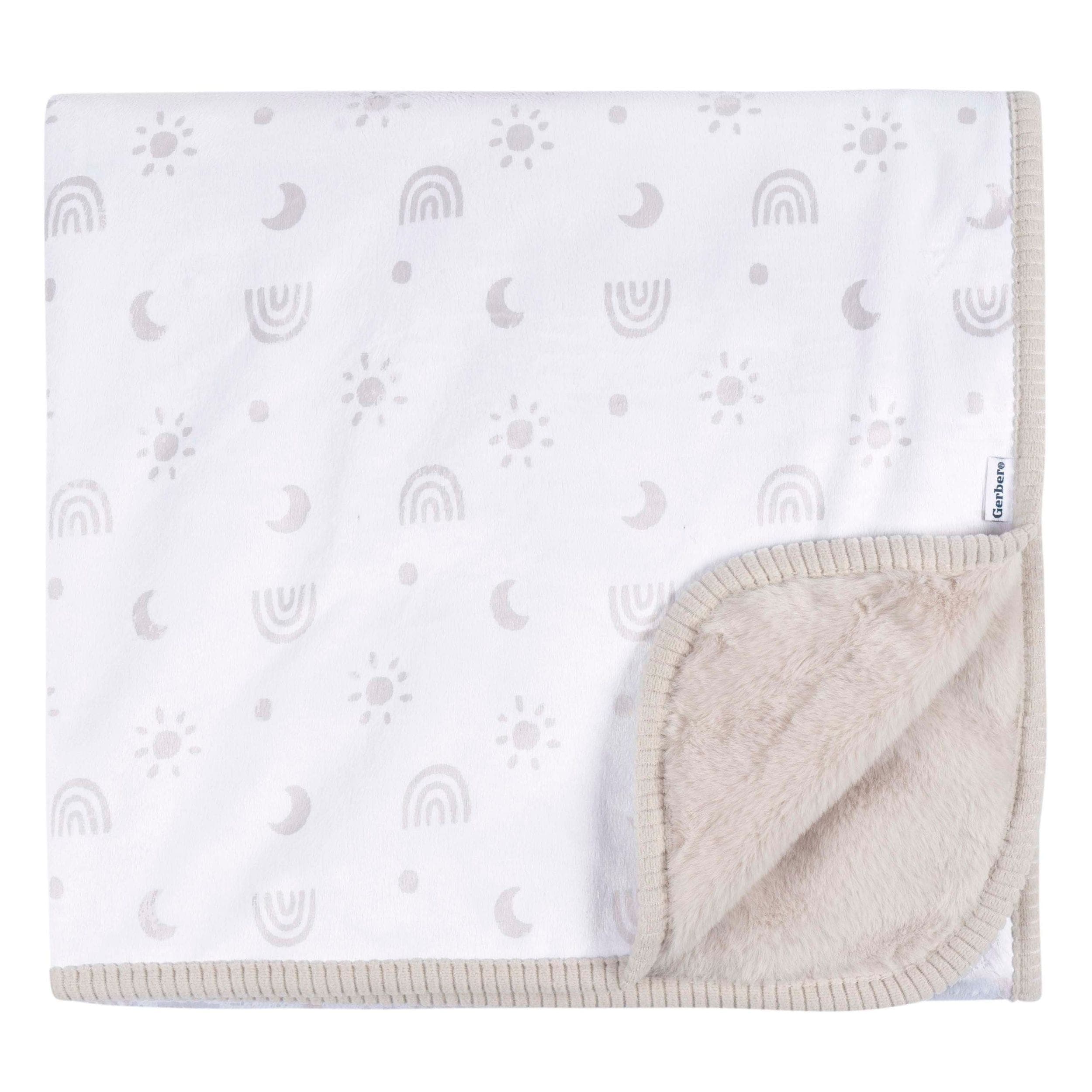 Gerber Childrenwear 2-Ply Boho Rainbow Ultra-Soft Plush Blanket for Babies