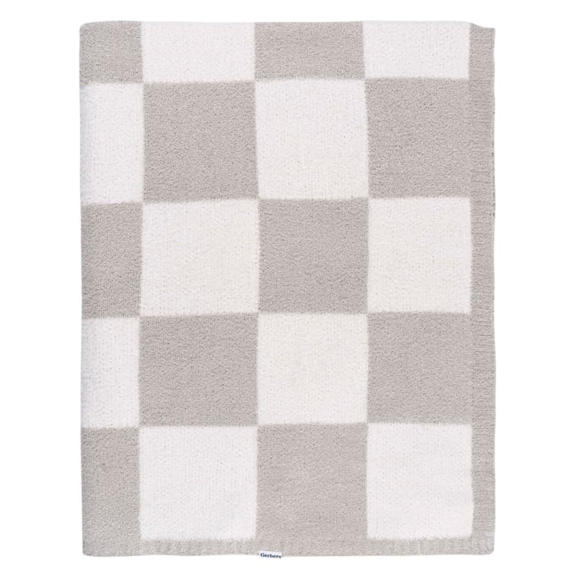 Gerber Childrenwear Tan Checkered Silky Mink Baby Blanket