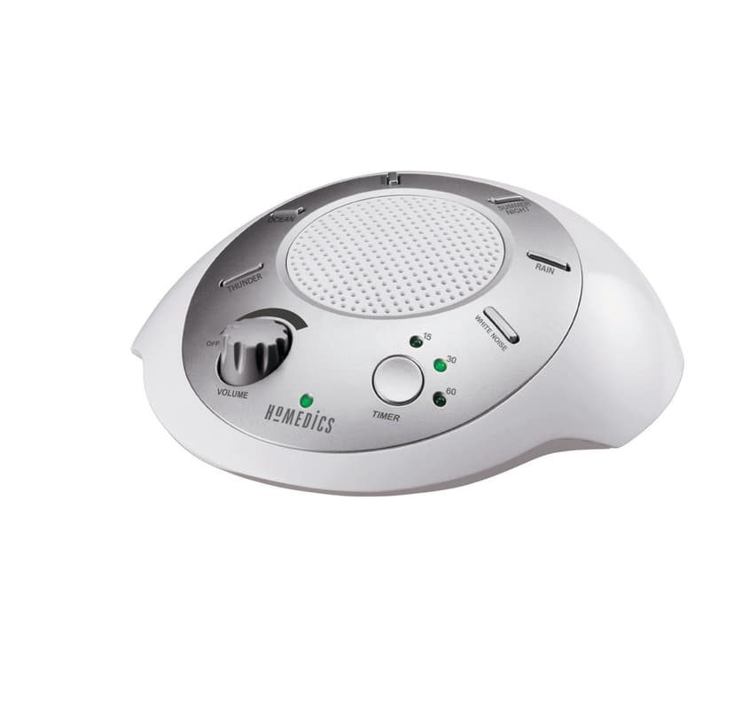 HoMedics SoundSpa® Battery-Operated Portable White Noise Sleep Sound Machine with Auto-Off Timer, White