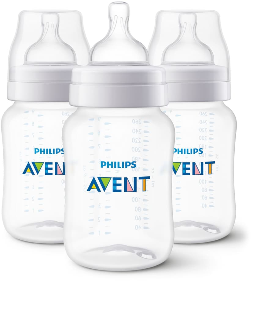 Philips Avent SCY103/03 Anti-Colic Baby Bottle, 9-oz, 3-pk