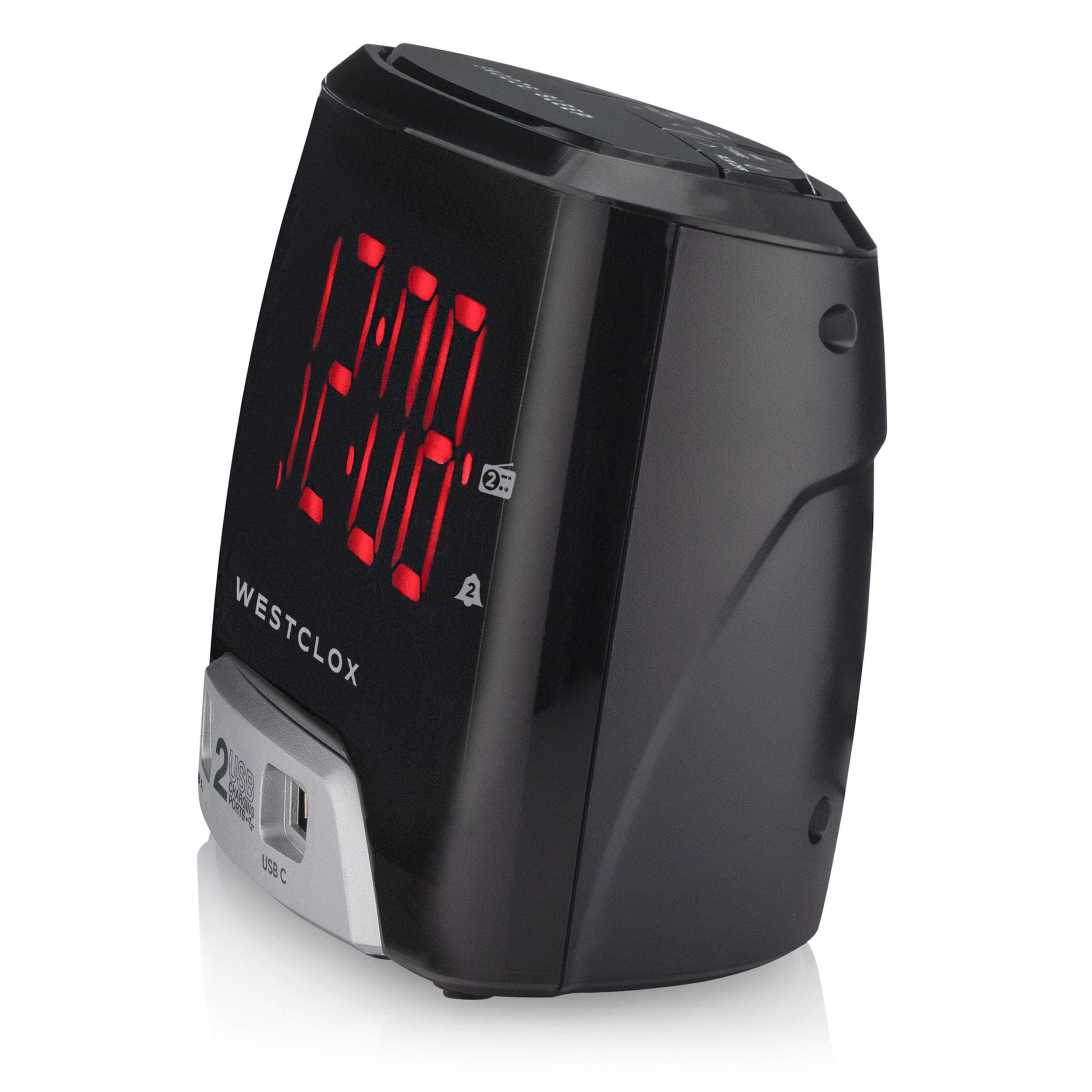 Westclox LED Digital FM Clock Radio with 2 USB Charging Ports, 1.4-in