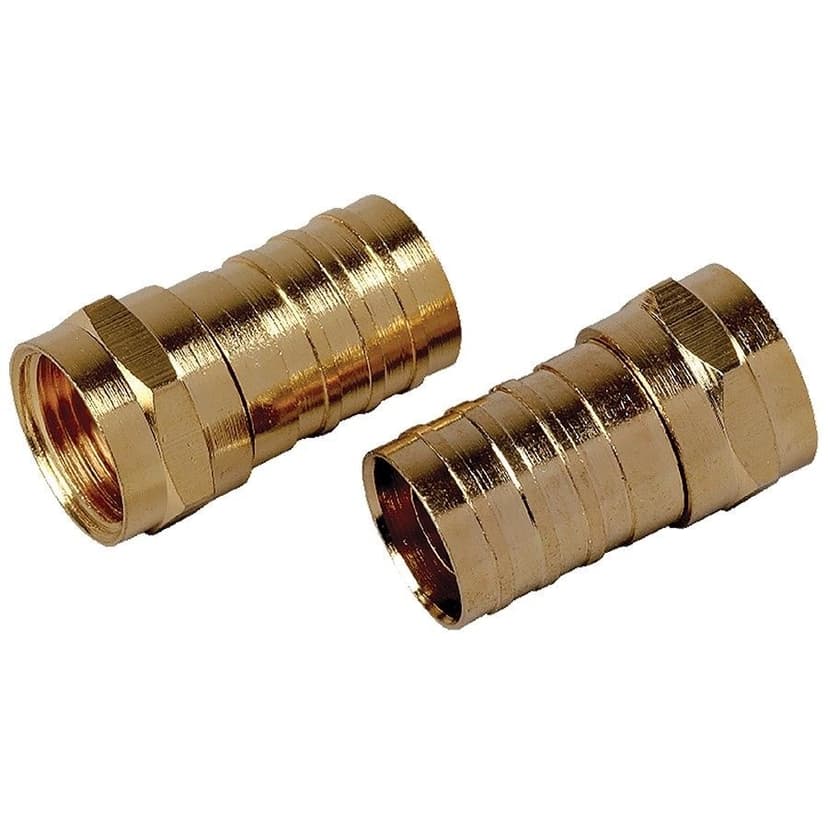 RCA RG6 Crimp-on Coaxial F Cable Connector, Gold 2-pk