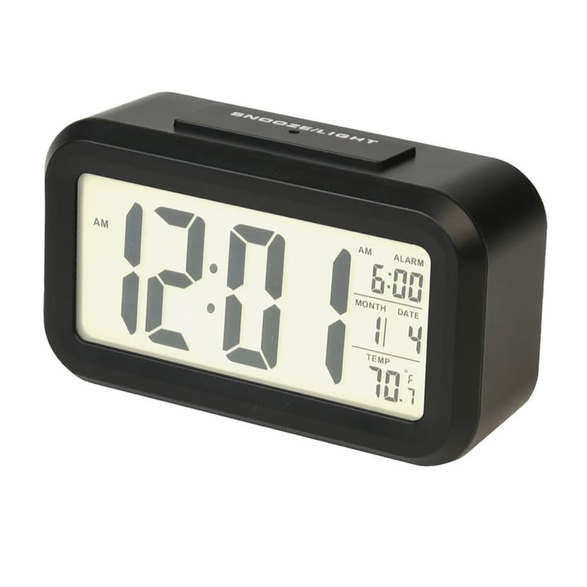 RCA RCD11A Portable Digital Alarm Clock with Built-In Temperature & Calendar