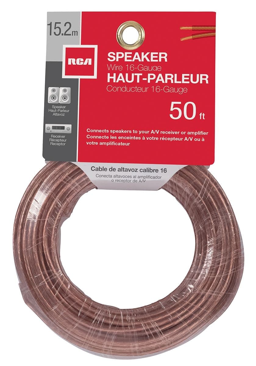 RCA AH1650R 16-Gauge Speaker Wire, 50-ft