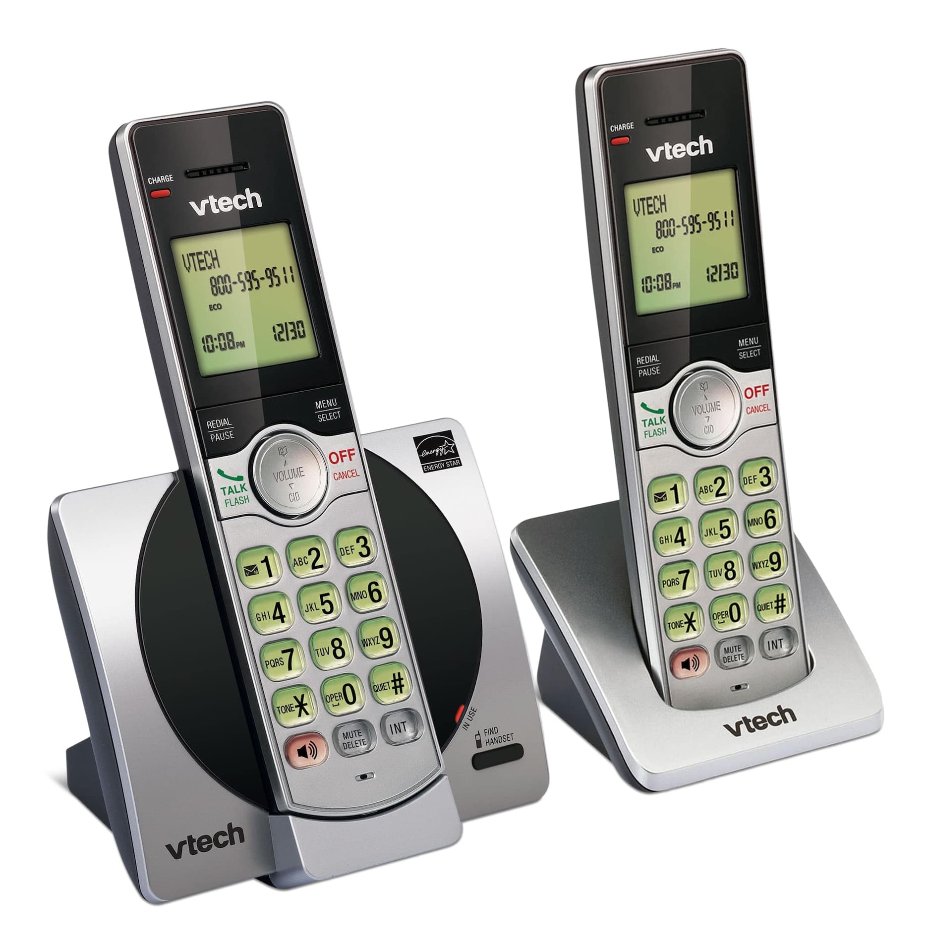 VTech DECT 6.0 Cordless Phone System (CS6919-2) - 2 Handsets with Caller ID & Call Waiting, Silver/Black