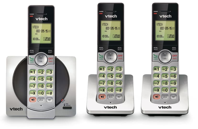 VTech DECT 6.0 Cordless Phone System with Caller ID, 3 Handsets, Silver/Black