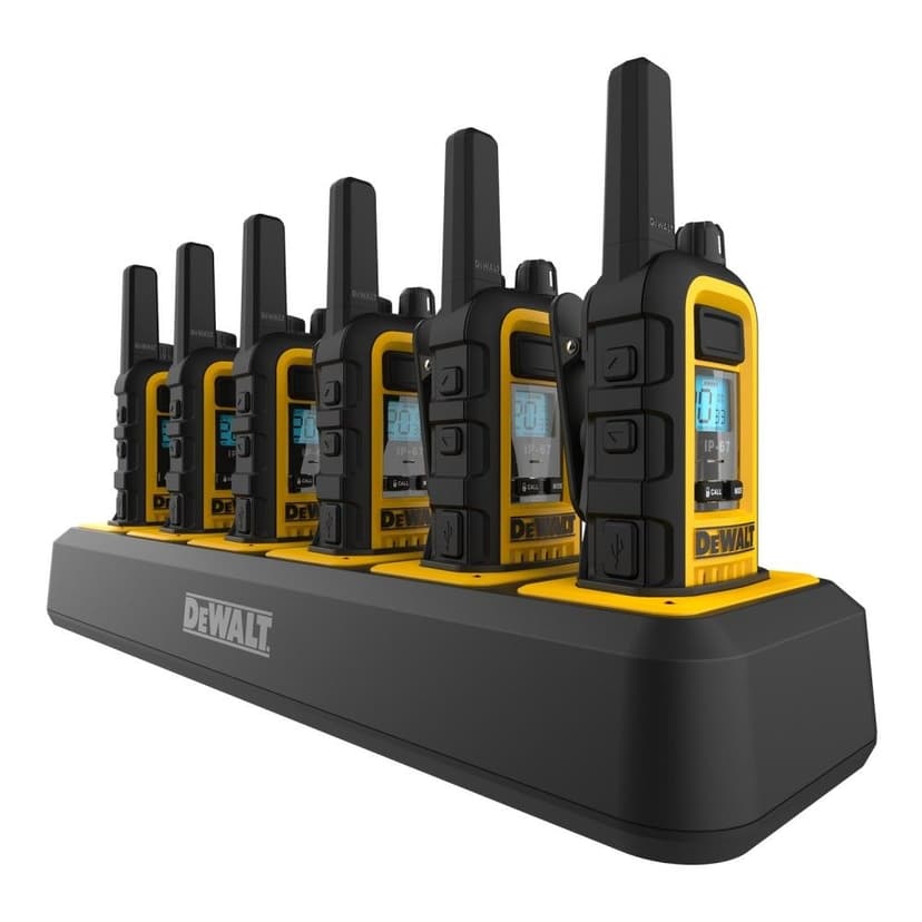 DEWALT DXFRS800 Heavy Duty 6-Port Walkie Talkie Charger, Black/Yellow