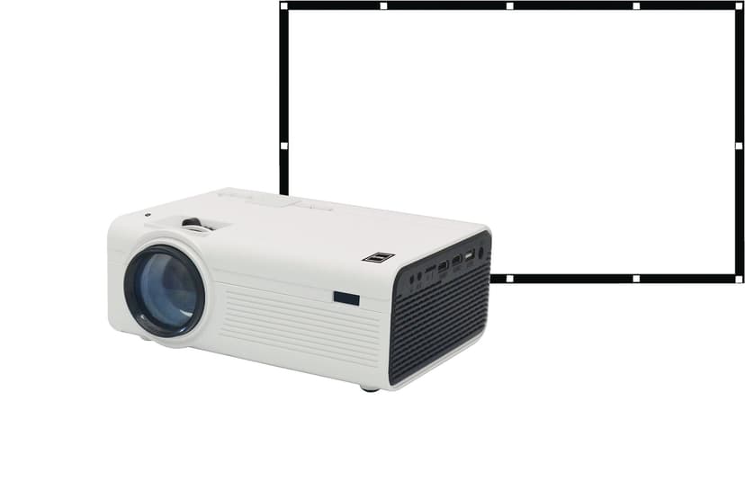 RCA Bluetooth 5.0 LED Home Theatre Projector Bundle w/ Fold-Up Screen, 1080p Supported