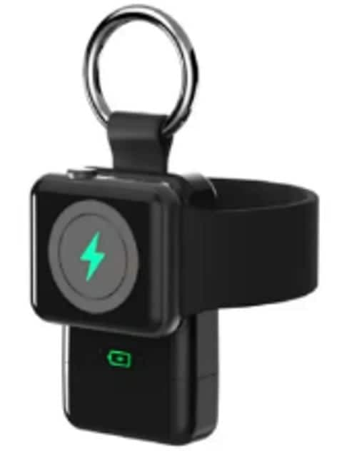 Bluehive Portable 2-in-1 Apple Watch Charger & 1200 mAh Power Bank Keychain, Compatible with USB-C Devices, Black