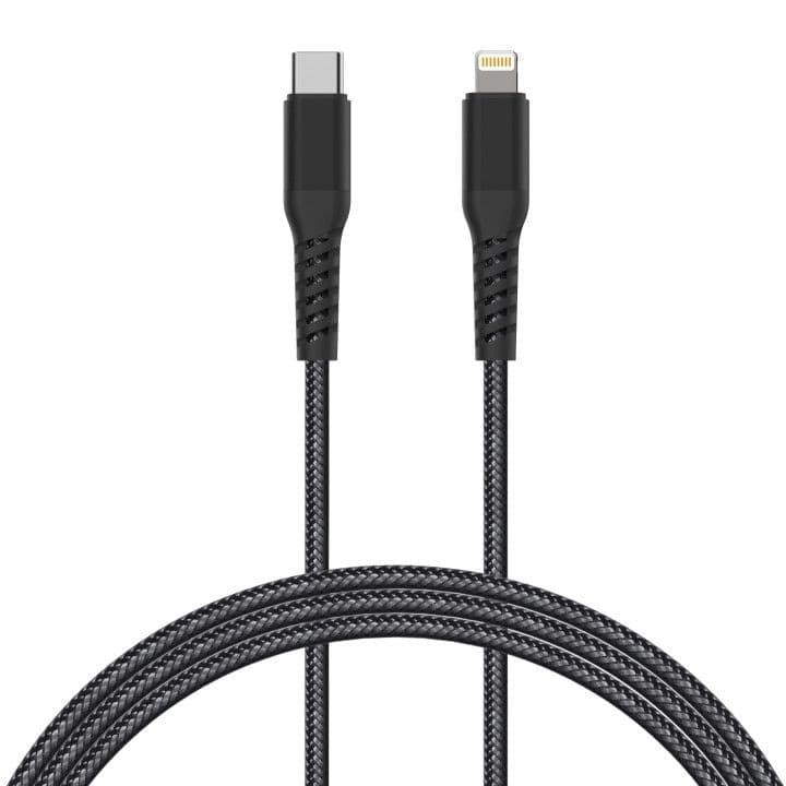 Bluehive Durable Braided USB-C to Lightning Charger & Sync Cable, For Select Apple Devices, Black, 3-ft