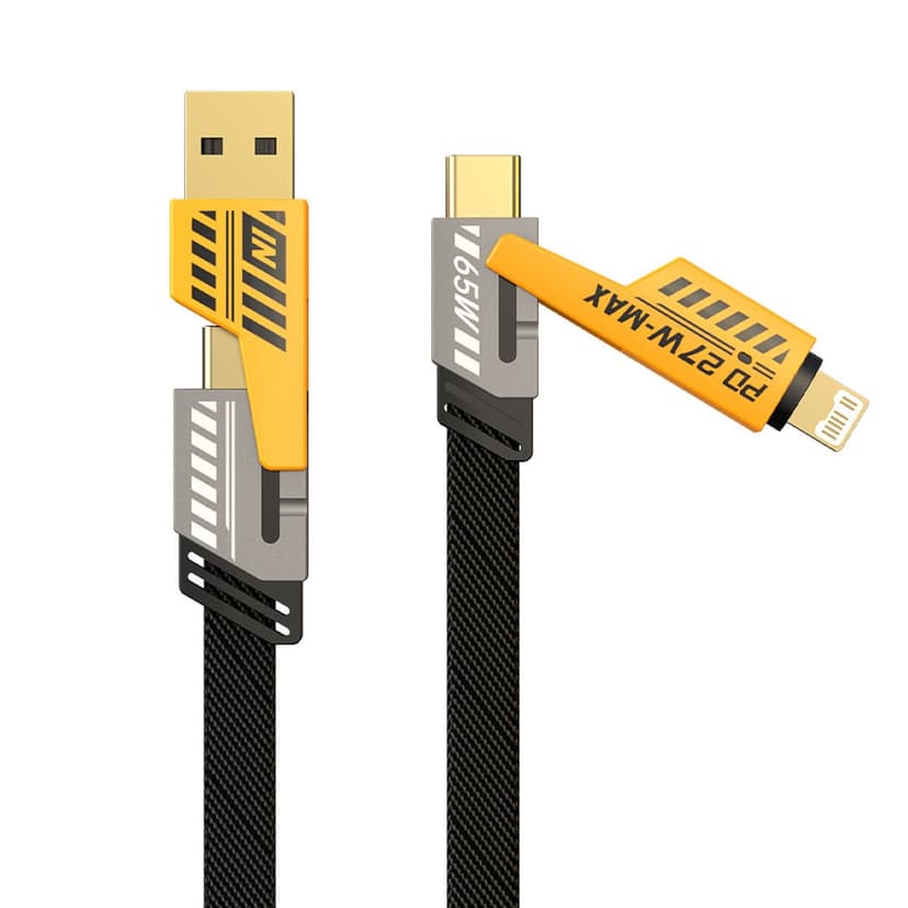 Monkeyz 4-in-1 Fast Charging Cable with Metal 18k Plated Connectors, 4'