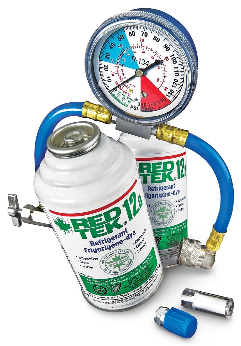 RED TEK 12a A/C Refrigerant Recharge Kit with Gauge, 6-oz
