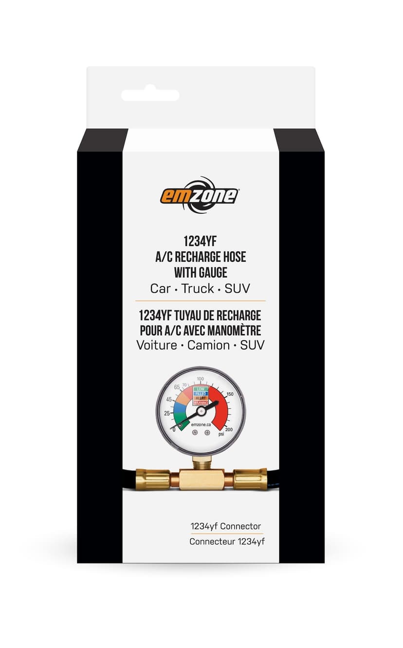 Emzone 1234yf A/C Recharge Hose with Gauge, 1/2-in