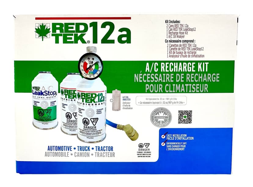 Red Tek Premium A/C Recharge Kit, 12a