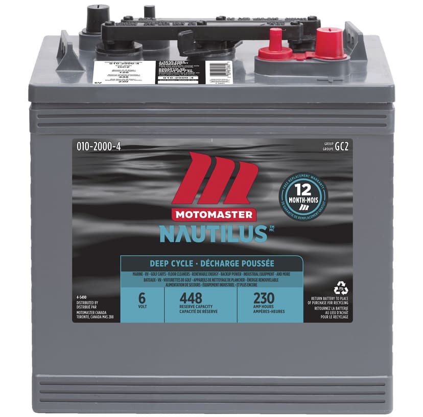 MOTOMASTER NAUTILUS Group Size GC2 6-Volt Deep Cycle Battery, 230 Ah