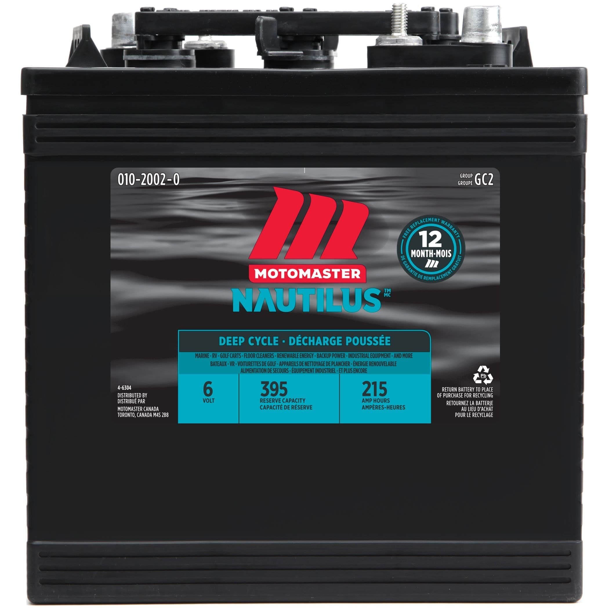 MOTOMASTER NAUTILUS Group Size GC2 6-Volt Deep Cycle Battery, 215 Ah