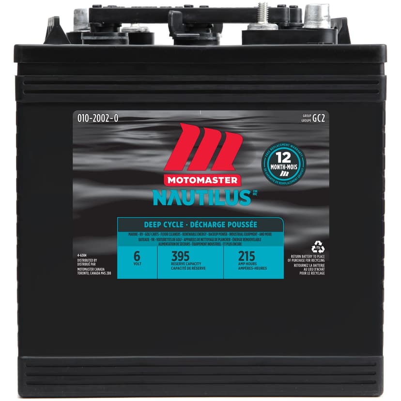 MOTOMASTER NAUTILUS Group Size GC2 6-Volt Deep Cycle Battery, 215 Ah